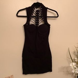 Sexy little black dress halter corset style open back